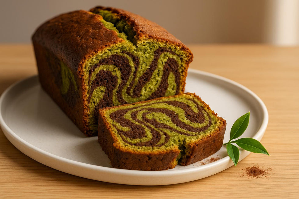 Cake marbré cacao et matcha : recette gourmande
