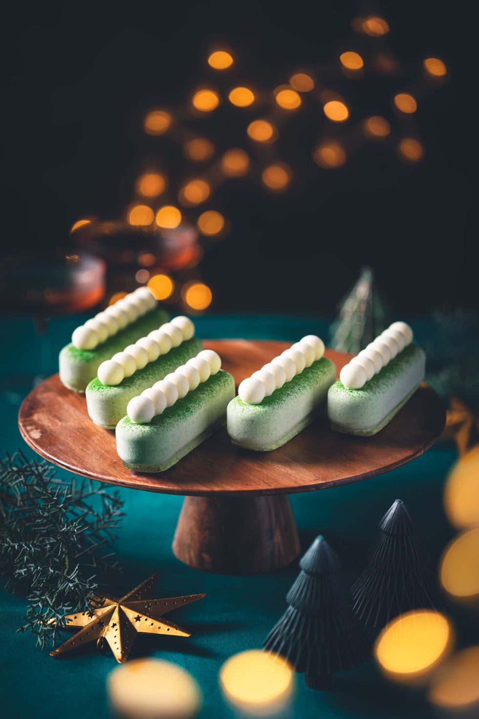 Mini-bûches glacées au thé matcha Okumidori et insert mangue/passion