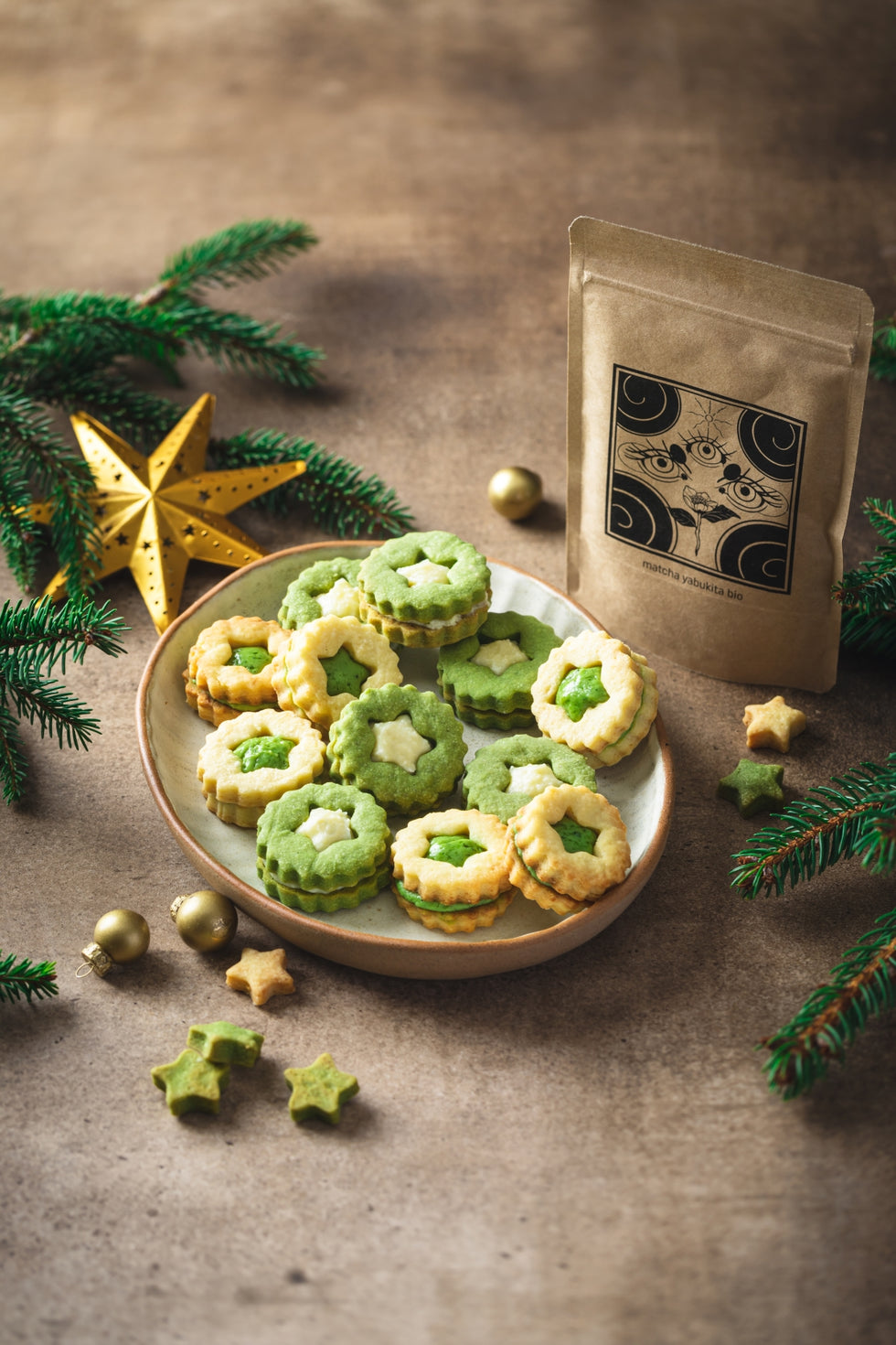Biscuits de Noël au thé matcha bio