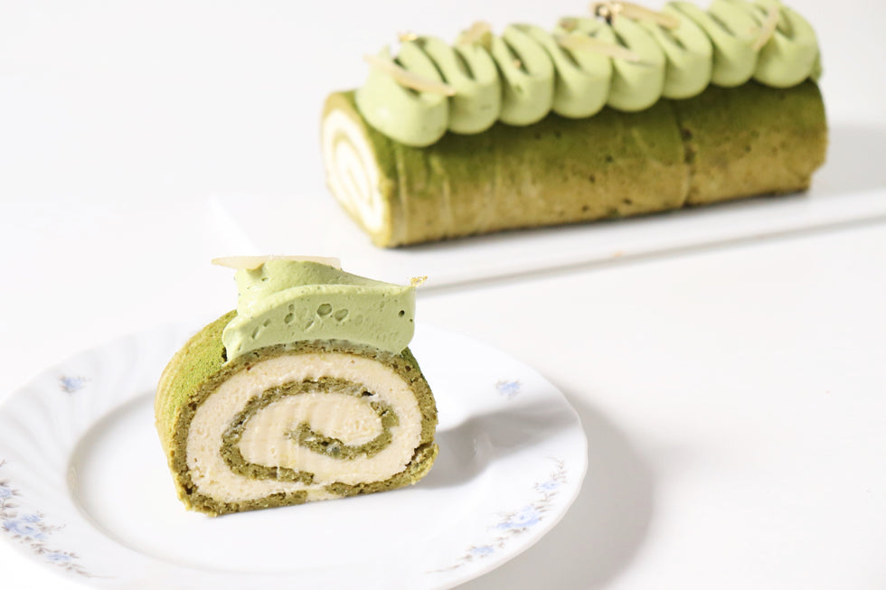 Bûche roulée citron matcha bio