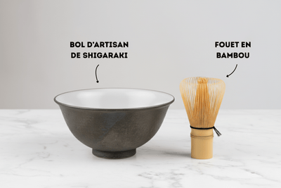 bol à thé matcha d'artisan de Shigaraki