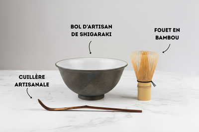 bol à thé matcha d'artisan de Shigaraki